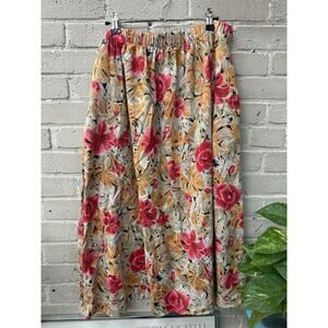 Vintage 80s 90s Floral Hawaiian Midi California Connection Skirt Size XL 16/18